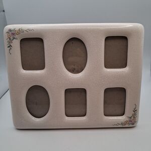 Vtg Ceramic 6 Mini Picture 9"x7"  Photo Frame Fits 3" x 2" Cottage Granny Core